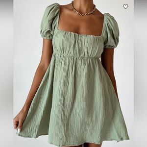 Princess Polly Sage Puff Sleeve Mini Dress